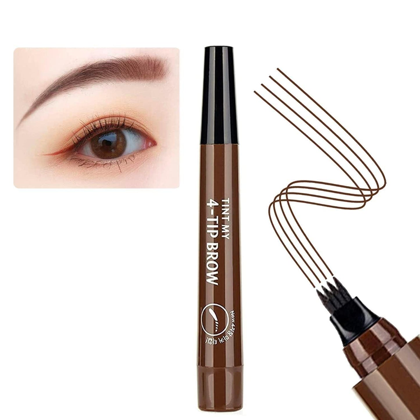 Waterproof 4 Points Microblading Eyebrow Pen with a Micro-Fork Tip Applicator
